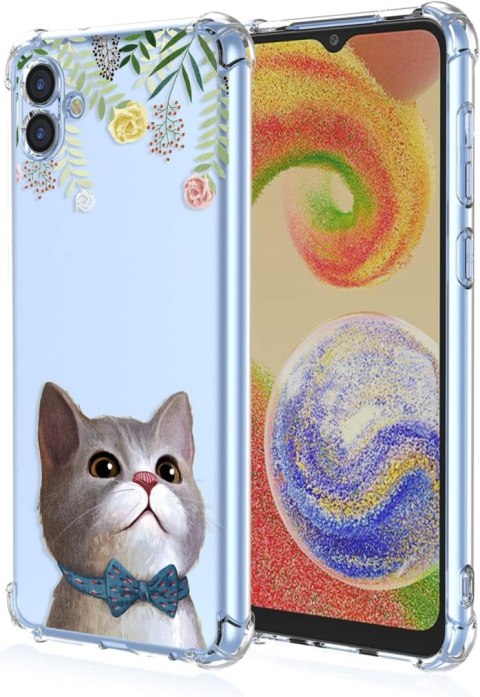 ETUI SAMSUNG GALAXY A04E PRZEZROCZYSTE KOT KOLOROWE KWIATKI UROCZE OCHRONNE ETUI SAMSUNG GALAXY A04E PRZEZROCZYSTE KOT KOLOROWE KWIATKI UROCZE OCHRONNE