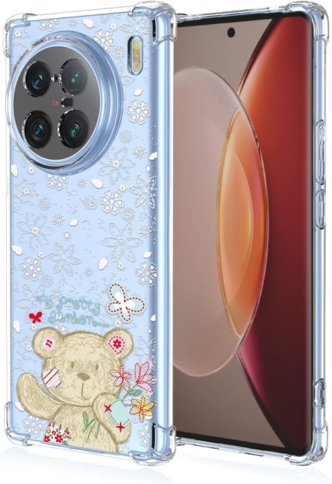 ETUI VIVO X90 PRO PRZEZROCZYSTE MIŚ BIAŁE WYTŁACZANE KWIATKI WYSOKA OCHRONA ETUI VIVO X90 PRO PRZEZROCZYSTE MIŚ BIAŁE WYTŁACZANE KWIATKI WYSOKA OCHRONA